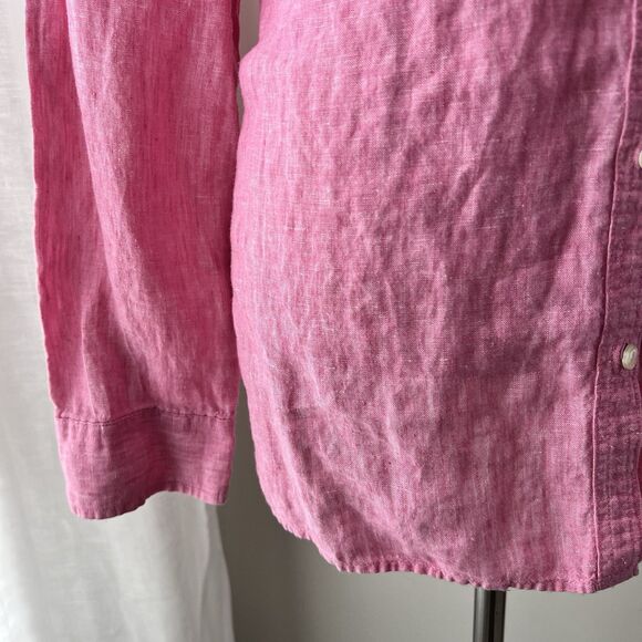 Talbots 100% Linen Pink Button Down Long Sleeve Blouse - Size XL - Picture 3 of 8